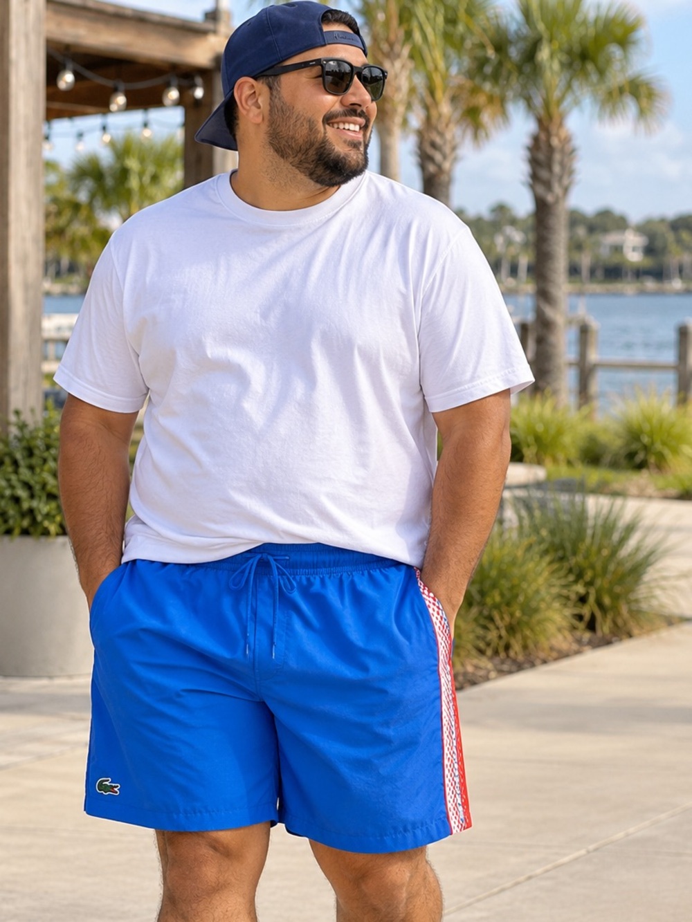 Lacoste Sport Swim Shorts Men’s 4XL Blue Red White Athletic Board Shorts